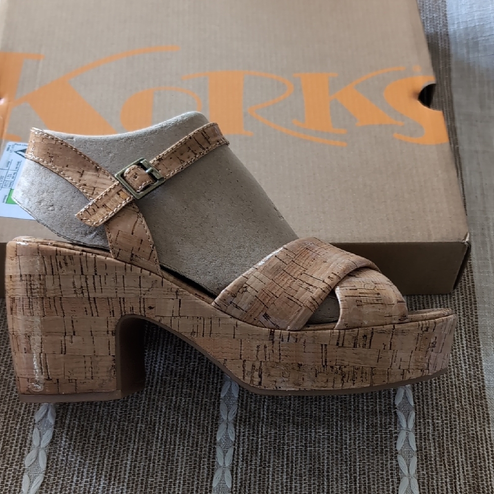 Korks Tan Platform Shoes with Chunky Heel